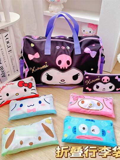 Bolsa de viaje plegable de  de , bolsa de equipaje portátil de estilo japonés lindo con correa para el hombro, organizador de embalaje ligero para mujeres, bolsa de mano para viajes de fin de semana, bolsa de cosméticos y artículos de tocador Kawaii