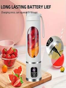 USB Charging Portable Wireless Blender And Handheld Juicer - Easy To Clean, Suitable For Making Smoothies And Fresh Fruit Drinks, With A Capacity Of 10.14 Ounces To 16.91 Ounces And A Digital Display Screen - Ideal Portable Juicer For Making Smoothies, Portable Mini Blender, USB Rechargeable Blender, Compact Design, Plastic, Lightweight Structure, Fitness Enthusiasts, Health Conscious Users, Containing Lithium Battery 1300mAh 3.7v Inside