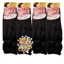 Kit 4 Jumbo Hair Super X 400g | 126cm Box Braid High Flexibility, Unisex, Flat Iron Up To 180°C - 黑色 - 查看 1