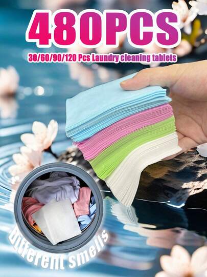 30/60/90/120/480PCS Laundry Tablets Strong Decontamination Laundry Detergent Sheet Underwear Clothes Cleaning Detergent Laundry Bubble Paper