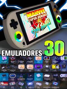 Consola de juegos portátil, Sistema emulador preinstalado, Consola de juegos retro, 64 GB, Sistema de juego clásico recargable - Gris - Ver 4