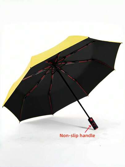 Windabweisender Reiseschirm, stabiler Glasfaserrahmen, roter Einknopf Öffnen und Schließen, regenfester und windabweisender Schirm, tragbarer automatischer Schirm für Herren