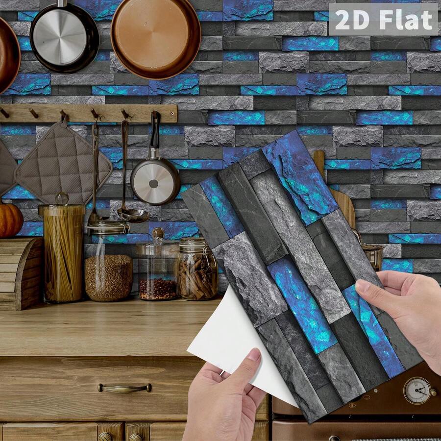 2D Planar Stone-Like Wall Panels, Self-Adhesive Wall Tiles With Realistic Textures, Suitable For Feature Walls, Wall Renovation, Wall Repair, Easy To Install And Waterproof (24 Pieces Per Pack)