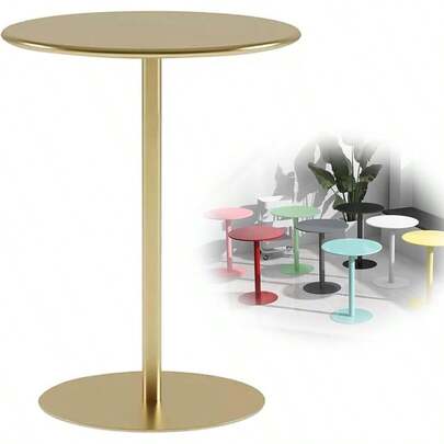 Mesa Auxiliar for Interiores y Exteriores Mesa Auxiliar de Hierro y Metal for Sala de Estar Comedor Dormitorio Pub Bar Base Resistente Mesa de bistró más Colores Color : Gold Size : 40.5x7