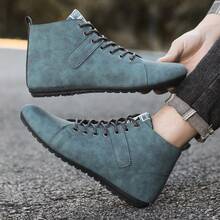 Men's High-Top Boots, Lightweight, Comfortable, Versatile, Retro - D411  Green - View 5