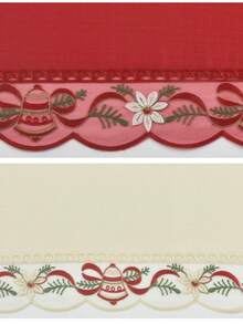 1 Set 100% Polyester Fabric Christmas Bell & Floral Embroidered European Style Curtains, Suitable For Kitchen, Window, Home Decor, Living Room, Wedding, Party - Multicolor - View 7