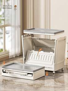 1个可折叠大容量带盖储物盒，适用于卧室、衣橱、衣柜和客厅；优质便携式塑料收纳盒，可存放被子、衣物、玩具、床上用品及其他杂物；坚固耐用的可移动储物盒，带盖设计，防尘、节省空间、方便取用，助您轻松整理家居；是季节性清洁和日常收纳的理想之选。