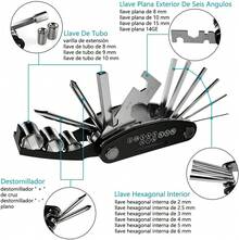 Conjunto de Reparación de Bicicletas Bolsa, Múltiples Funciones 16 en 1 Kit Herramientas, Hexagonal Llave de Palanca de Parche de Neumáticos, Set de Herramientas para Bicicleta de Montaña - 1 - Ver 7