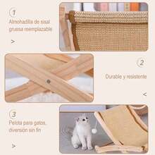 Mecedora Silla de sisal para Gato, Rascadores para Gato Sillon, Hamaca para Gato Elevada con Rascador y Pelota para Gatos, Adecuada para Que los Gatos Duerman, Jueguen y Afilen Sus Garras - 1 - Ver 5