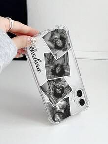 1pc Customized Family/Friends/Couple Photo Collage Transparent Anti-Drop Phone Case, Compatible With IPhone11/12/13/14/15/16/16pro/16plus/16promax/17/17air/17pro/17promax, Pixel 9A/S24/S25ultra/S25plus/S25edge/A17/A07/A26/A36, Moto G85, Infinix Hot 50 Pro+, Great Gift Idea - Clear - View 3