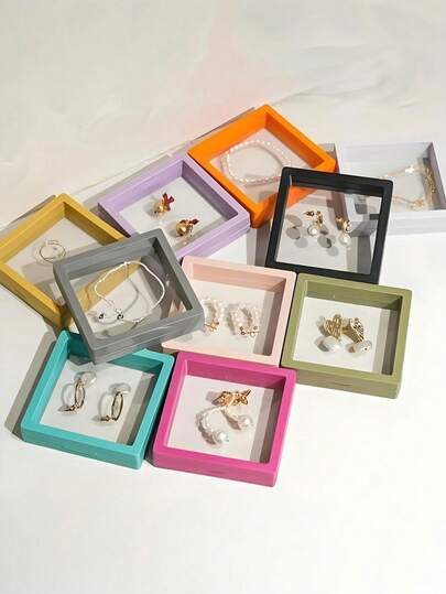 10 件防氧化透明珠宝展示盒、防氧化珠宝盒、防尘珠宝悬挂收纳盒、防氧化紧凑优雅珠子展示盒、宿舍收纳盒、多功能便携式珠宝收纳盒、适合商务旅行、3D 相册浮动框架、防氧化珠宝盒