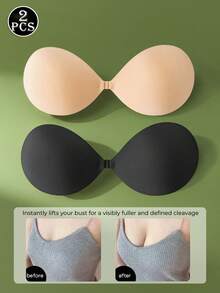 半件装女士隐形硅胶无肩带聚拢文胸 | 瞬间提升胸部，适合露背连衣裙和特殊场合