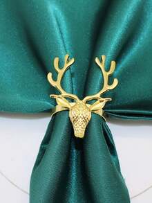 4 Pieces, Christmas Western Restaurant, Christmas Reindeer, Cute Christmas Deer Head, Napkin Ring, Hotel Decoration Buckle - Multicolor - View 3