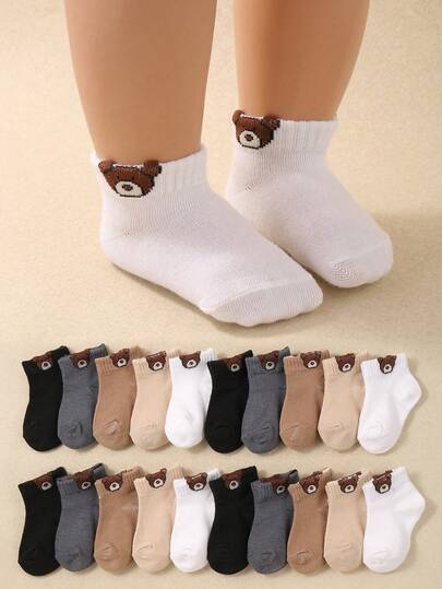 5 pares de calcetines suaves y cómodos con diseño de oso 3D para niños/bebés niño para uso diario