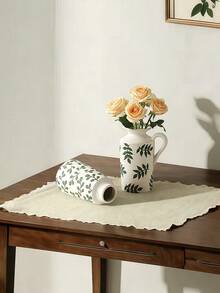 1 Peça Vaso Cerâmico com Design Fresco e Minimalista, Padrão Impresso Branco - Adequado para Segurar Água para Arranjar Flores Frescas e Pode Ser Usado como Ornamento Decorativo em Múltiplos Cenários