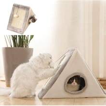 PUBAMALL Rascador para Gatos, Parque Infantil Triangular para Gatos, Cama para Gatos (Gris)
