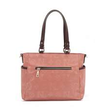 Bolsa tote NicoleLee de nylon bolso resistente amplia capacidad moda femenina shopper moderno diseño elegante ligero textil duradero colorido - Rosa - Ver 3