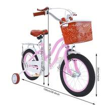 14 Inch Children's Bike, Children's Bike With Adjustable Height, Training Wheels, Storage Basket And Handbrake, For 3-8 Year Old Boys And Girls - Hồng - Xem 2