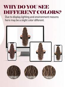 26Inch Black Hair Claw Clip Ponytail Extension Long Curly Wavy Ponytails Synthetic Clip In Fake Ponytail Hairpieces For Women Long Corn Wave Pony Tails Hair Extensions For Girl Fluffy Natural Looking Synthetic Clip In Ponytail For Daily Use Chocolate Brown - Multicolor - View 6