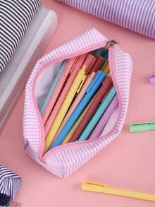 1PC Thermal Transfer Custom Corduroy Pencil Case, Stationery Storage Pencil Case With Zipper, Office & Classroom Desktop Learning Accessories Storage Bag, Back To School Essentials School Supplies (Makeup Bag) - Gold - View 8