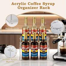 Wine Bottle Organizer -2-Layer Acrylic Bottle Display Rack For Kitchen Storage | Acrylic, Coffee Syrup, Baijiu, Wine Flavoring And Beverage Station Organizer With Layered Shelves