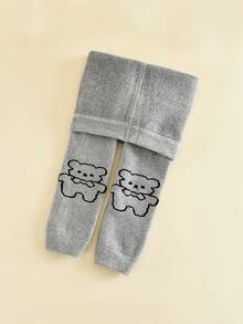 1件秋冬季保暖加厚紧身裤，卡通印花保暖婴儿裤袜