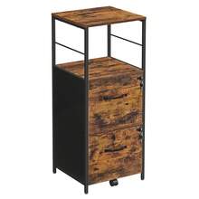 Filing Cabinet For Home Office, File Cabinet With 2 Drawers, Open Shelf, Steel Frame, For A4 And Letter Sized Files, Printer Stand, Industrial, Rustic Brown And Black - Rust Brown - View 1