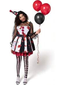 Adult Women's Creepy Clown Costume - Scary Jester Outfit For Halloween
