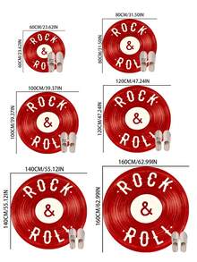 1 件红色乙烯基唱片图案装饰地毯、卧室装饰、小地毯、地毯、家居装饰、客厅地毯、卧室地毯、客厅家居装饰、户外地毯、可洗毛绒地毯、厚地毯、蓬松地毯、秋冬地毯 - 彩色 - 查看 8