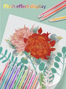 1pc Gel Pen, High-Quality Glowing Colorful Glitter Pen, 48/36/24/18/12/8 Colors Available, Student Planner Highlighter Marker Pen, Drawing Colored Pen