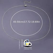 1Pc Volleyball Interlocking Heart Pendant Necklace, Charming Sporty Jewelry For Girls Sport Lovers, Heart Shape Fresh Lively Soft Romantic Vibe, Slim Easy Match Daily Outfits Beach Graduation Trip Holiday Camping, Stylish Everyday Fashion Accessory - Silver - View 4