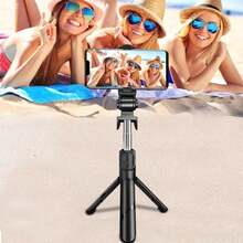 2-In-1 Wireless Bluetooth Selfie Stick With Tripod With Remote Control Selfie Stick Tripod Bluetooth - Black and White - View 1