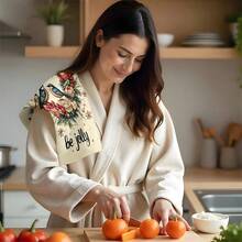 2 Stücke/100 Stücke Weihnachtskranz mit Vögeln und Geschenk Muster Küchentücher und Geschirrtücher, geeignet für Innenraumdekoration in Restaurants, Küchen und Bädern, Partydekoration, Festivalgeschenke, als Geschenk