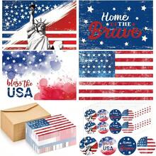 Sets Patriotic Greeting Cards With Envelopes Stickers 4x 6 Inch American Blank Cards USA Thank You Note Postcards Bulk 's Day 4th Of July Memorial Day - 100 - View 1