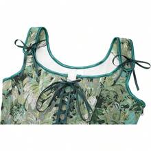 Women's Waist Cincher Bustier Boned Corset With  Design In 2025 - Green Chrysanthemum - View 4