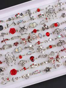 10/20 buc/lot Vintage Punk Gothic Halloween femei bărbați inele fluture păianjen trandafir craniu în formă de inimă stiluri petrecere de vacanță machiaj bal club de noapte bar cadouri pentru prieteni accesorii de purtare zilnică