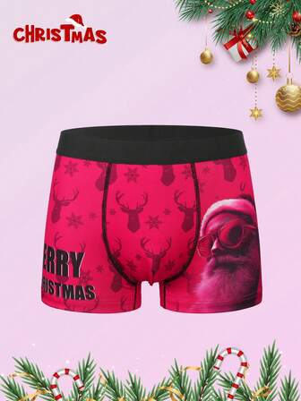 The Cool Santa Claus Digital Printed Boxer Briefs, With An Elastic Belt And Fabric, Are Suitable For Wearing During The Christmas Period And Make A Christmas Gift For Your Boyfriend And Family (Men's Underwear).