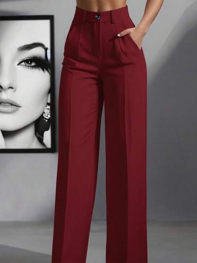 Women's High Waist Pleated Loose Fit Trousers, Suitable For Work And Casual Wear, Spring/Summer