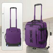 NEW YORK XPRESS 17 Inch Underseat Carry On Luggage Airplane Approved Water-Resistant Small Softside Rolling Suitcase Lightweight Personal Item Travel Duffle Bags - 紫色 - 查看 2