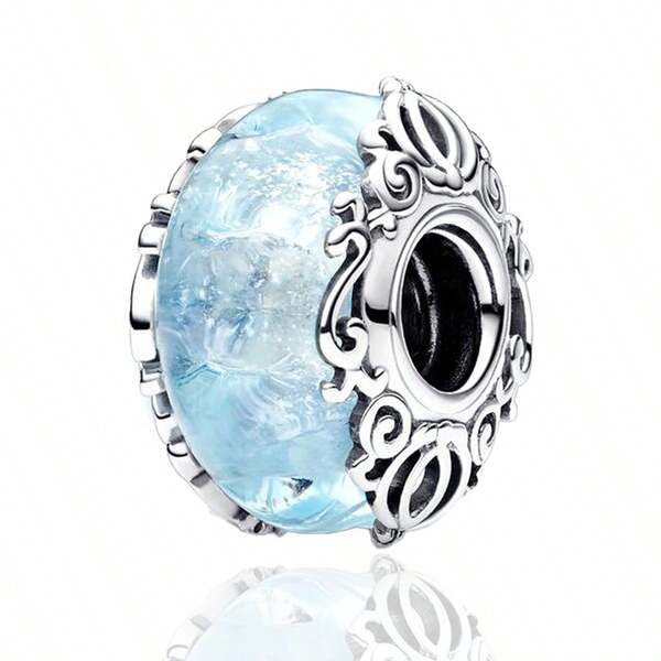 PARCOM S925 Silver-Plated DIY Snowflake Glass Beads Series Fashionable And Charming New Design Silver Jewelry Set, Suitable For Bracelet And Necklace Accessories, Can Be Used As Birthday, Festival Perfect Jewelry Bracelet Ornaments, Gifts