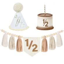 (1 Set) 1/2 High Chair Banner, 6 Months Birthday Party Decor, Boho Style Party Decor, Photography Backdrop Decor