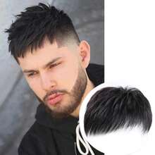 Mens Short Black Business Wig Natural Full Hair Replacement Wig For Male Daily Party Wear - Black - View 8