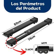 Base Deslizante Ajustable: Facilita Mover Refrigerador, Lavadora y Más con Ruedas y Crowbar - Negro - Ver 5