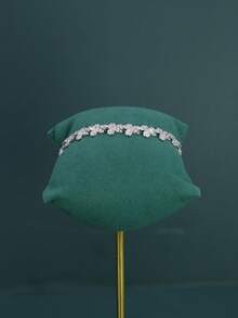 1 Set White Gold Plated Leaf Design Bridal Wedding Jewelry Set, Handcrafted With White Cubic Zirconia, Including Necklace, Bracelet, Earrings, Ring, Suitable For Daily Wear And Wedding, Wedding Anniversary Gift (Gift Box Packaging), Christmas Gift - Leaf Bride Wedding Set - View 5