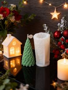 4 - Piece Christmas Tree Silicone Mold Set: Craft Stunning Holiday Candles With Ease! - White - View 6