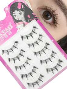 5 pares de pestañas postizas de camelias - Efecto de volumen K-Pop, agrandamiento de ojos y natural esponjoso