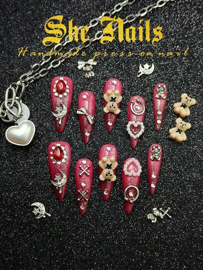 Halloween Month New Collection: 10pcs Glossy Eye-Catching Luxurious Gold Armor French Middle Eastern And Western Gothic Palace Style Long Square Shaped Press On Nails . Bright Green Nail Face, 3D Hand Drawn Relief Craftsmanship, 3D Small Gold Beads Decoration, Unique Style, Eye-Catching Colors, Excellent Workmanship, This Month's New Model.