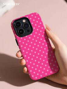 xercxerc Polka Dot Pattern Two-In-One PC TPU Hard Soft Case With Large Window, Matte & Glossy Finish For IPhone 11-17 Pro ProMax Air - Hồng - Xem 4