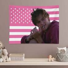 1pc Conrad Fisher Flag Christopher Briney Merch Dorm Room Essentials Pink American Flag Celebrity Hanging Wall Tapestry Art For Bedroom Livingroom - Pink - View 7
