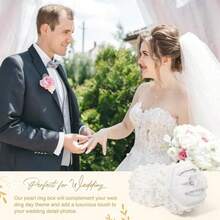 Pearl Velvet Ring Box 3 Slots Jewelry Ring Box With Pearl Wedding Decor Bridal Photography Engagement Gift White Hexagon